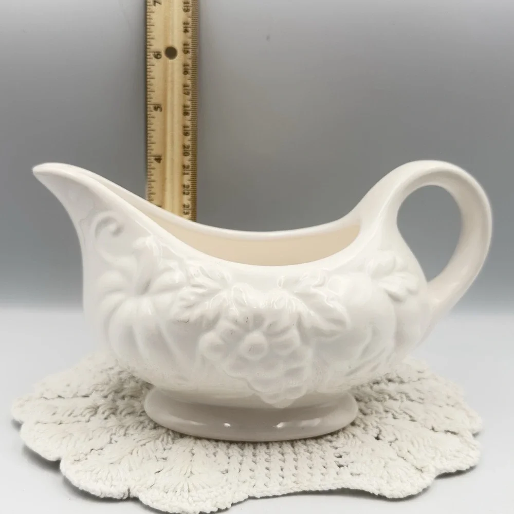 Table Tops‎ Gallery Gravy Boat in White by Harvest Design Pumpkin Thanksgiving